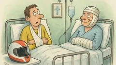 Vtip: Motocyklista v nemocnici spozná suseda