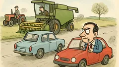 Vtip: Ponáhľaš sa? Zrazu ide traktor