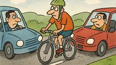 Vtip: Dve autá sa stretnú pri cyklistovi