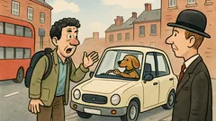 Vtip: Turista v Anglicku zbadá psa šoférovať