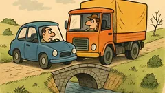 Vtip: Idú autá, most je úzky...