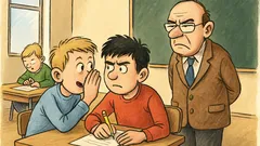 Vtip: Pri písomke Jano šepká susedovi…