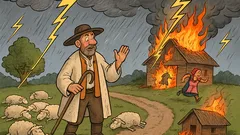 Vtip: Bača ide domov, búrka zúri