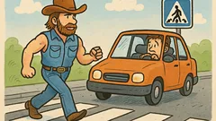 Vtip: Keď autá prechádzajú cez cestu...