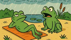 Vtip: Dve žaby sa opaľujú, začne pršať
