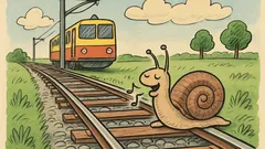Vtip: Slimák si spieva pri koľajniciach...