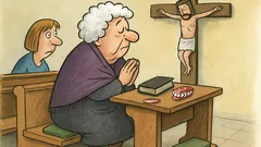 Vtip: Kropáčková kľačí v prvej lavici