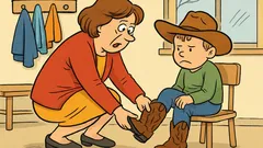 Vtip: Pani učiteľka obúva kovbojské topánky