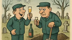Vtip: Hrobári oslavujú Nový rok...