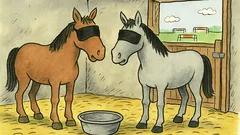 Vtip: Dva slepé kone stoja v stajni…